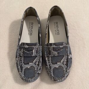 Boemos Leather Snake Print Loafers 6.5
